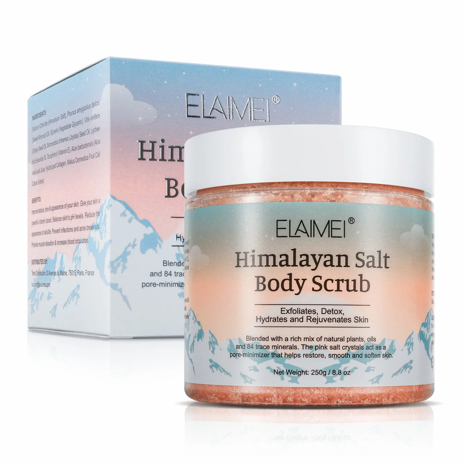 Sal do Mar-Esfoliação Corporal Limpadora, Remove a Pele Morta, Ilumina o Tom da Pele, Reduz a Acne, 250g
