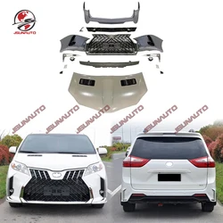 Upgrade To Sienna LM Style Front Bumper Grill Rear Bumper For Toyota Sienna 2011-2020 Engine Hood Body Kit