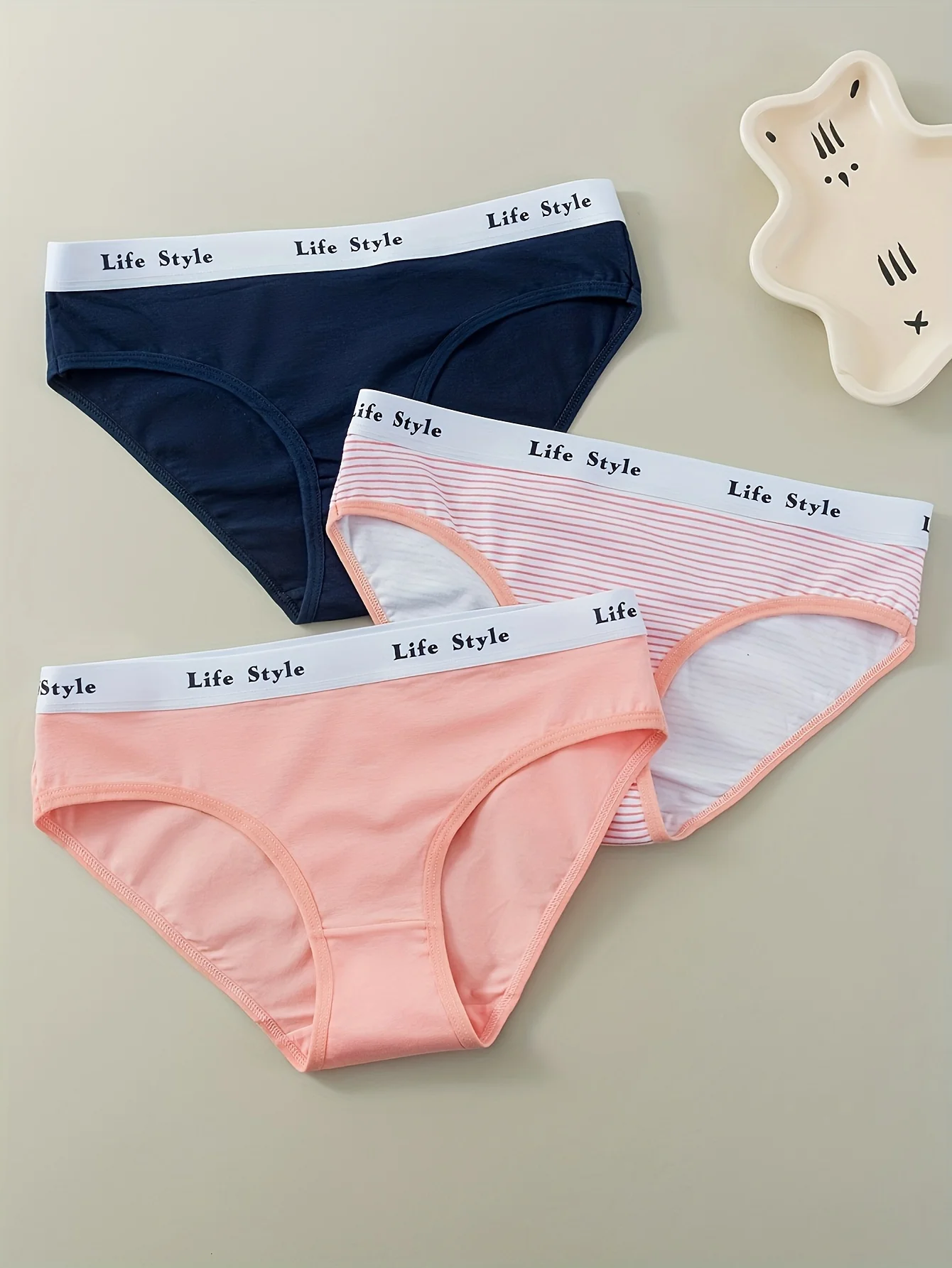 3-piece striped Sailor basic style simple and fashionable women's underwear, cotton comfortable women's triangle pants
