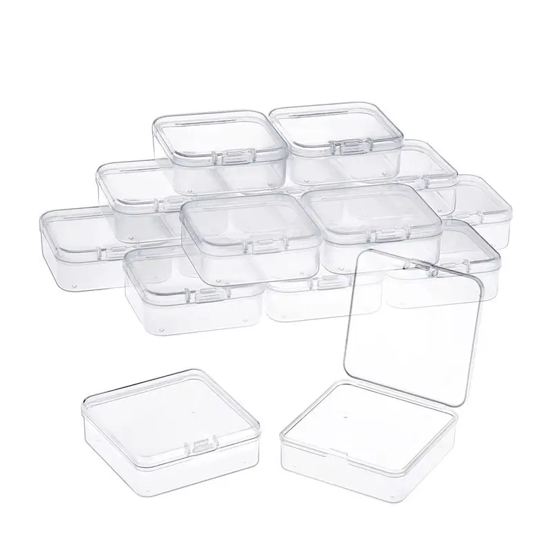 BAAG-32 Pack Clear Plastic Beads Storage Containers Box With Hinged Lid For Small Items, Diamond, Beads (2.2X2.2X0.79In)