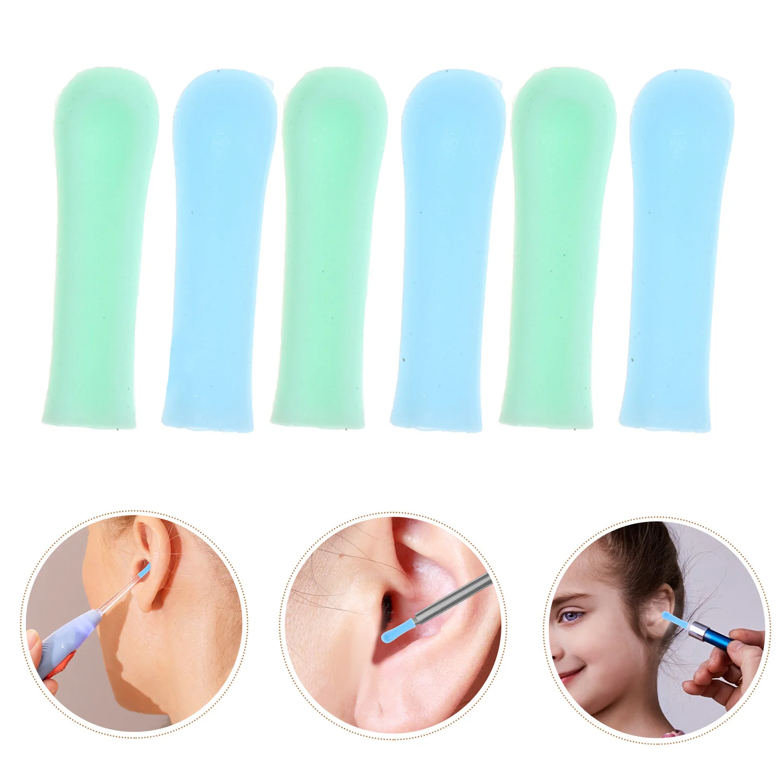 10 szt. Silikonowe nakładki na łyżeczki do uszu, miękkie, wygodne narzędzie do usuwania woskowiny, uroczy wzór, łatwe wymienne nakładki na łyżeczki do czyszczenia uszu.