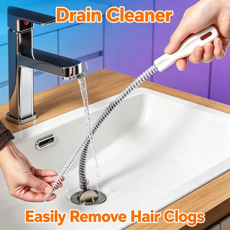 

1PC Household Pipe Dredging Tool Flexible Hair Removal Hook Stick Kitchen Sink Bathtub Drain Pipeline Cleaning Organizing Gadget