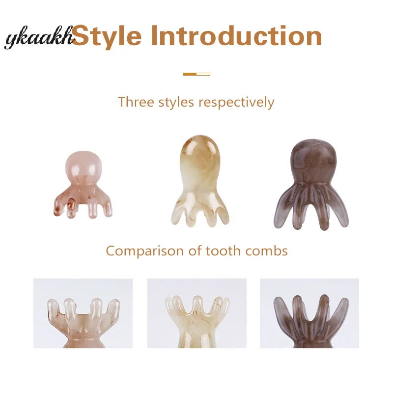 

Смола Осьминог Расческа Массажер Для Головы Меридиан Скребковая Щетка Для Кожи Головы Акупунктура SPA Гуа Ша Здоровье Глубокий Массажный Инструмент Широкие Зубы