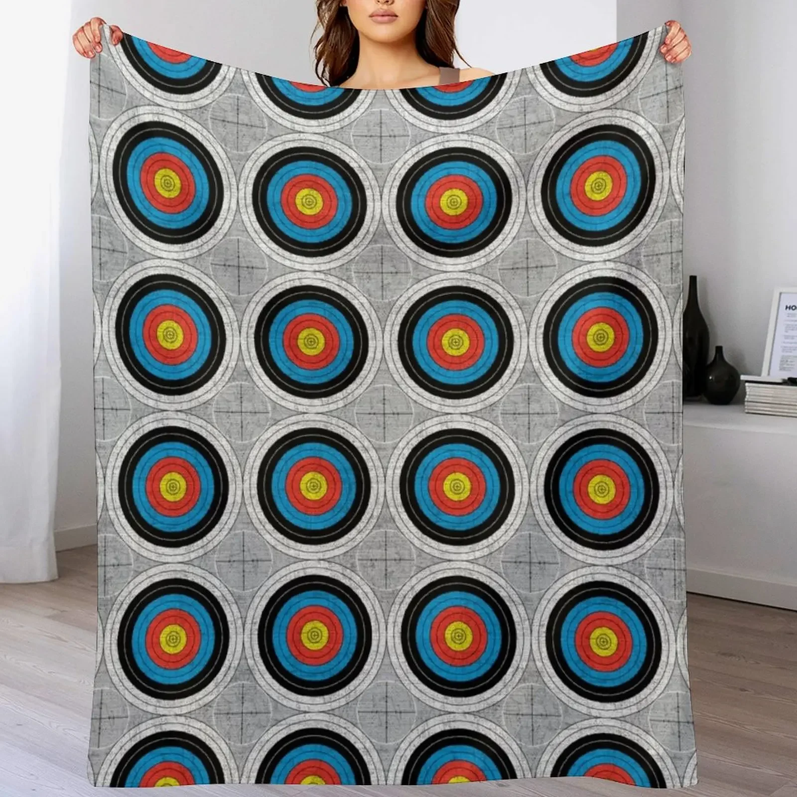 

Mid Century Modern - Archery Targets Everywhere Throw Blanket Soft Big funny gift Flannel Blankets For Sofas Blankets