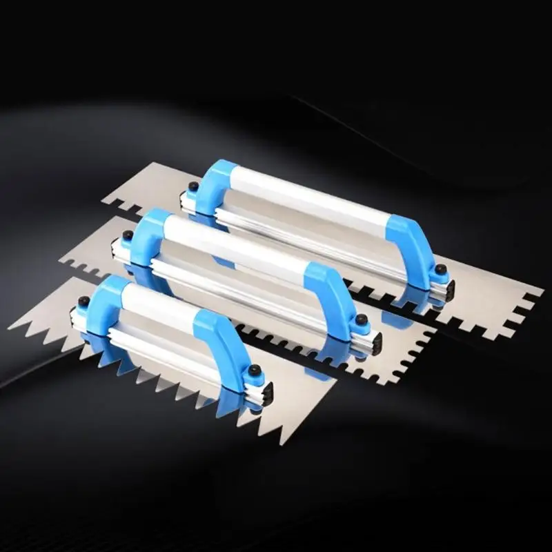 Plastering Float Trowel with Square-Notched Edges for Leveling Compounds and Combing Tile Adhesive During Installation Work D2RD