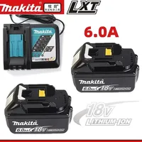 Original Makita 18V 6A Rechargeable Power Tools Battery 18V makita with LED Li-ion Replacement LXT BL1860B BL1860 BL1850 Charger