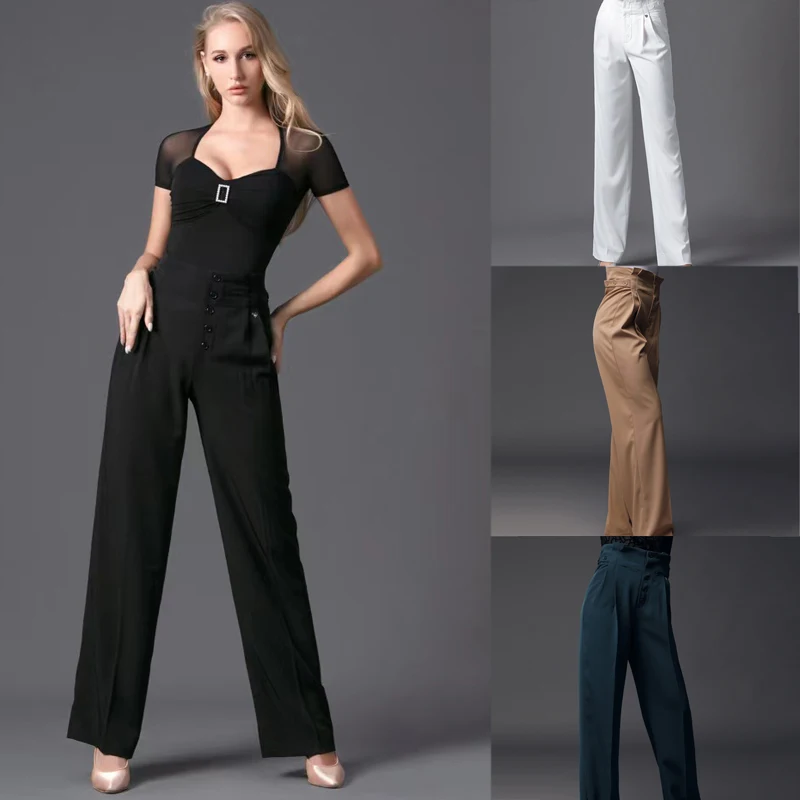 

Adults High Waist Pants Wide Legs Practice Wear Women Latin Dance Pants Female Modern Dance Pants Stage Performance Pants SL8040