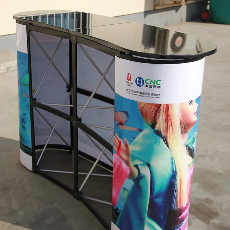 2*2 Portable Pop Up Trade Show Display Exhibition Counter Promotion Podium Table Stand Booth with Wall Carry Bags