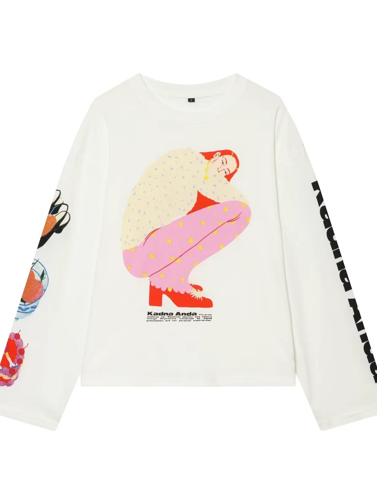 

Withered Simple Casual Portrait Pattern Long Sleeved T-shirt Woman Clothes Female Clothing