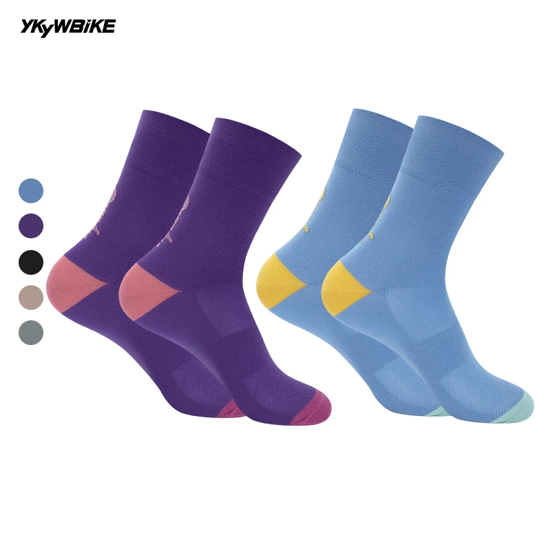 YKYW High Quality Pro Team Cycling Socks Breathable Road Bike Socks Outdoor Sports Running Racing Bicycle Socks Comfortable