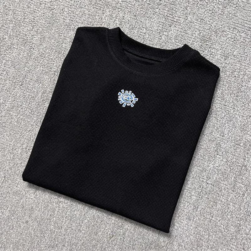 Black Always Do What You Should Do Sun Roll Print T-Shirts Men Women 1:1 High Quality Oversized ADWYSD Waffle Top Tee