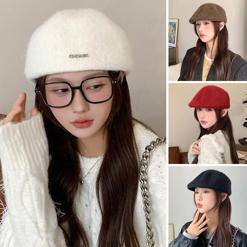 หมวกเบเร่ต์แฟชั่นฤดูหนาว สีพื้น สไตล์เรโทรฝรั่งเศส หมวกศิลปิน ดีไซน์หรูหรา เข้าได้กับทุกชุด หมวกเบเร่ต์ผ้าสักหลาดสำหรับผู้หญิง