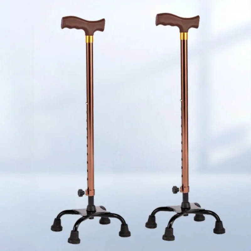 Walking Stick Elderly Four-Corner Non-Slip Eight-Gear Adjustable,Telescopic And Portable Aluminum Alloy Four-Foot Crutches