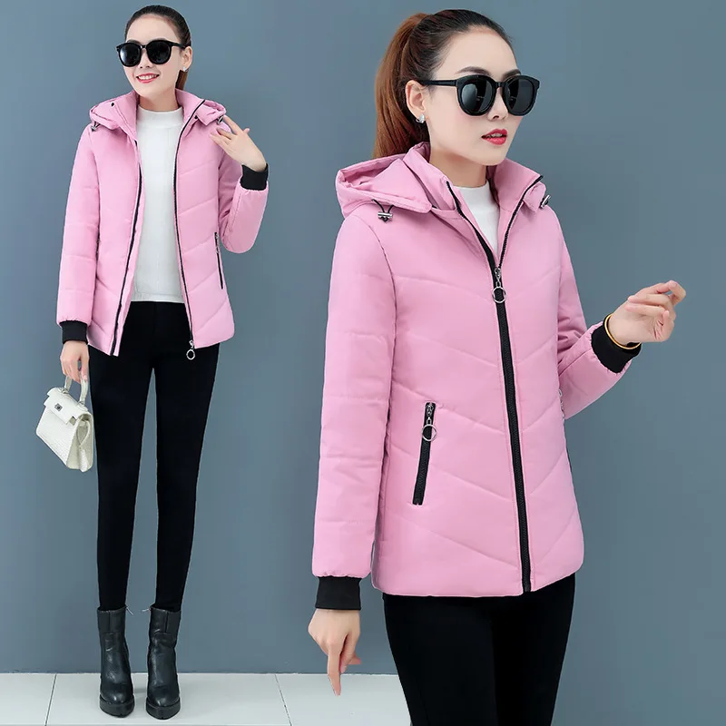 2023 New Women Add Velvet Cotton Jacket Female Winter Fleece Warm Hood Fashion Coat Ladies Down Padded Jackets M- 5XL Coat