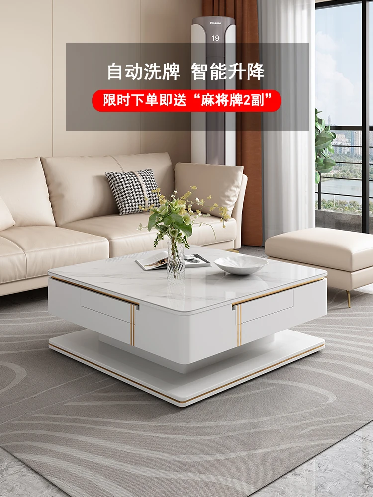 Multi functional rock plate coffee table, fully automatic electric lifting  dining table, modern, luxurious