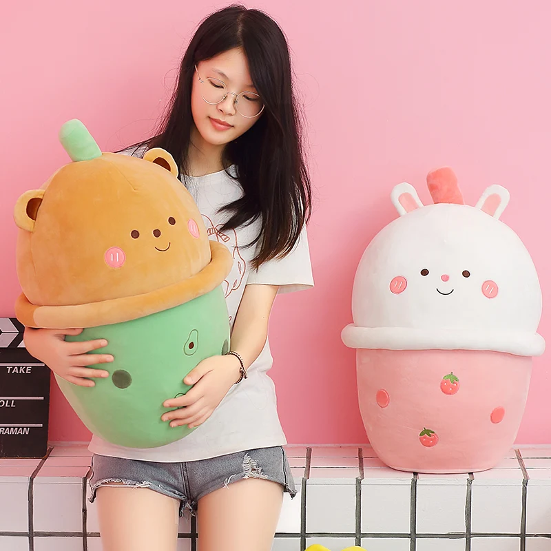 

50cm Cartoon Stuffed Animals Soft Milk Bubble Tea Cup Plush Throw Pillow Cute Simulation Cup Food Plushie Cushion Toy Home Decor