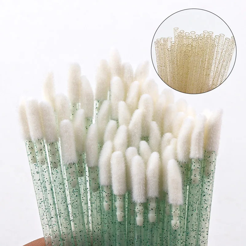 Brosse à lèvres jetable, bâton de cristal, pinceaux de maquillage, baguettes de rouge à lèvres, microbrosse, applicateur de brillant à lèvres, outils de maquillage propres, 50 pièces