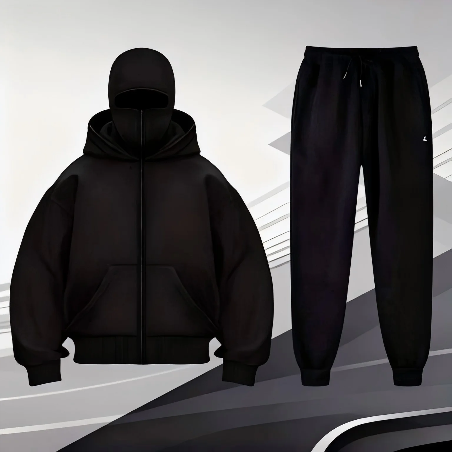 

2026 Autumn/Winter New Men's Hoodie Set Fashion Mask Hoodie Set Casual Warm Windproof Set Suitable for Outdoor Activities Set