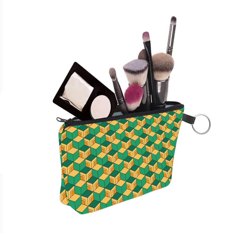 Green check Print Cosmetic Bag - Spacious, Lightweight Makeup Organizer for Women and Teens - Durable Polyester, Easy Care