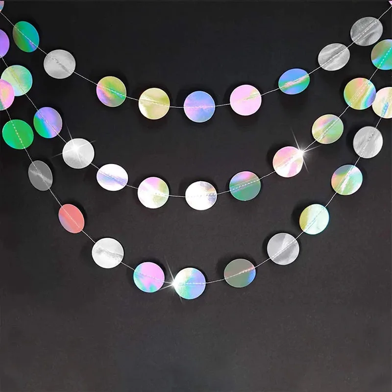 4M Silver Iridescent Paper Banner Frozen Party Supplies Birthday Decoration Adult Kids Boy Girl Gender Reveal Wedding Decor