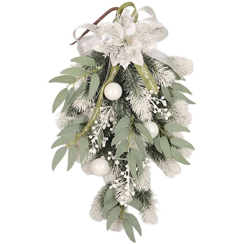 Festive 50cm Inverted PE Christmas Tree Decoration White Hanging Ornament For Holiday Season, Artificial  Flower Ornaments