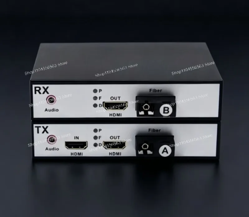 1Pair 1080P Fiber Optic Extender with Loop Out & Independent Audio, SC Fiber Transceiver for 20KM Long Distance