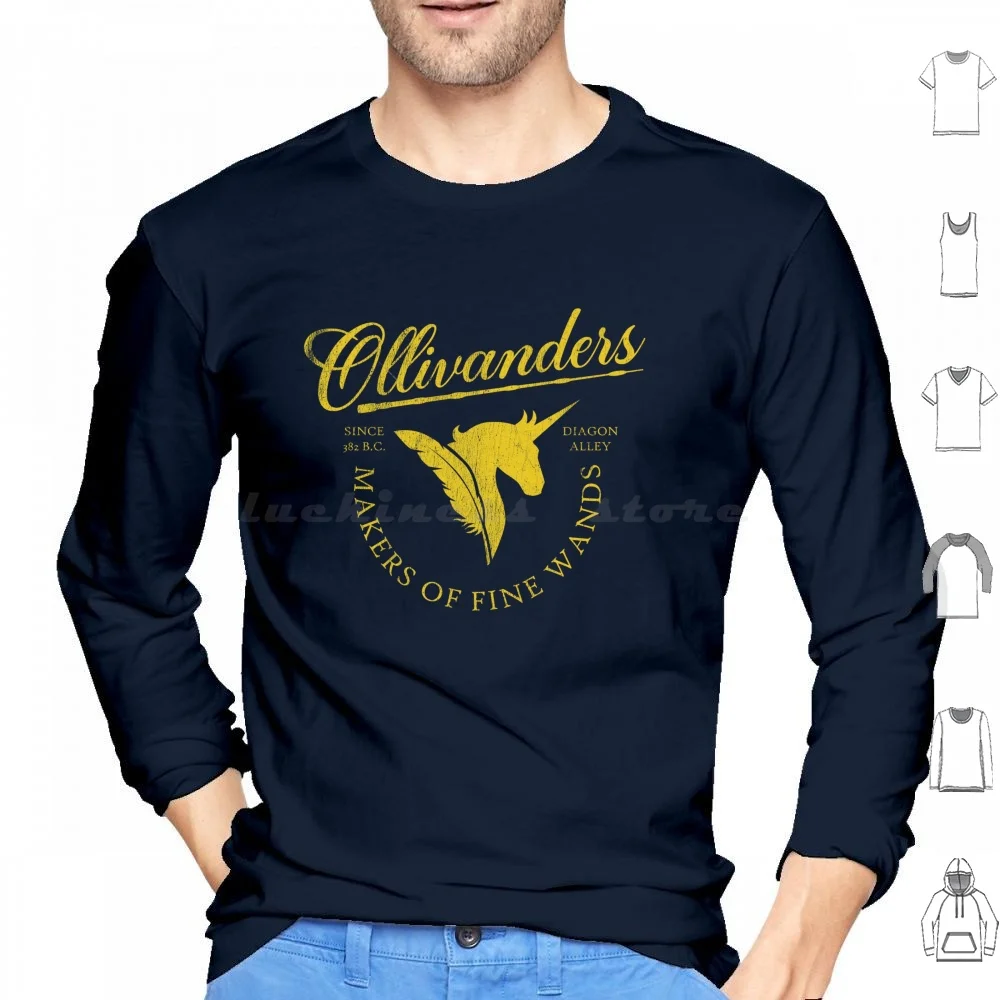 Tienda de varas Ollivander'S, Sudaderas con capucha de manga larga Jk Rowling Ollivanders Voldemord Books Revenclaw Slythering Diagon Alley