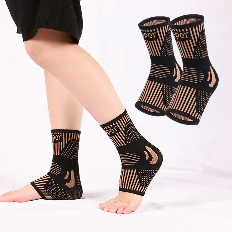 1 Pcs Copper Ankle Brace Infused Compression Sleeve Support for Plantar Fasciitis, Sprained Ankle, Achilles Tendon,Pain Relief