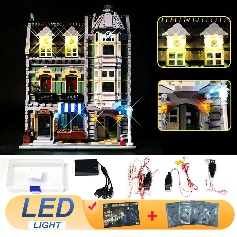 LED Light Kit for LEGO Green Grocer House 10185 Lamp DIY Toys Christmas Gift (Not Include Building Block Bricks Kits Sets Model)