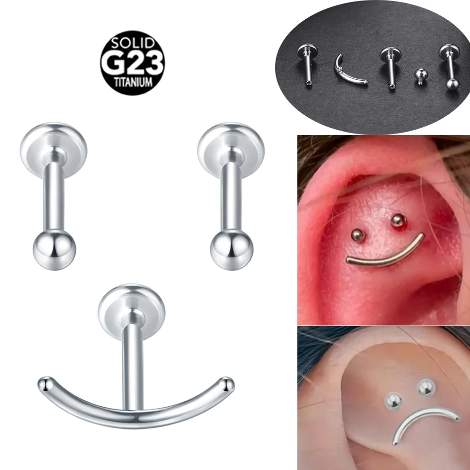 3PC Titanium Stud Earrings Set Internally Threaded Ear Cartilage Helix Conch Daith Piercing Body Jewelry