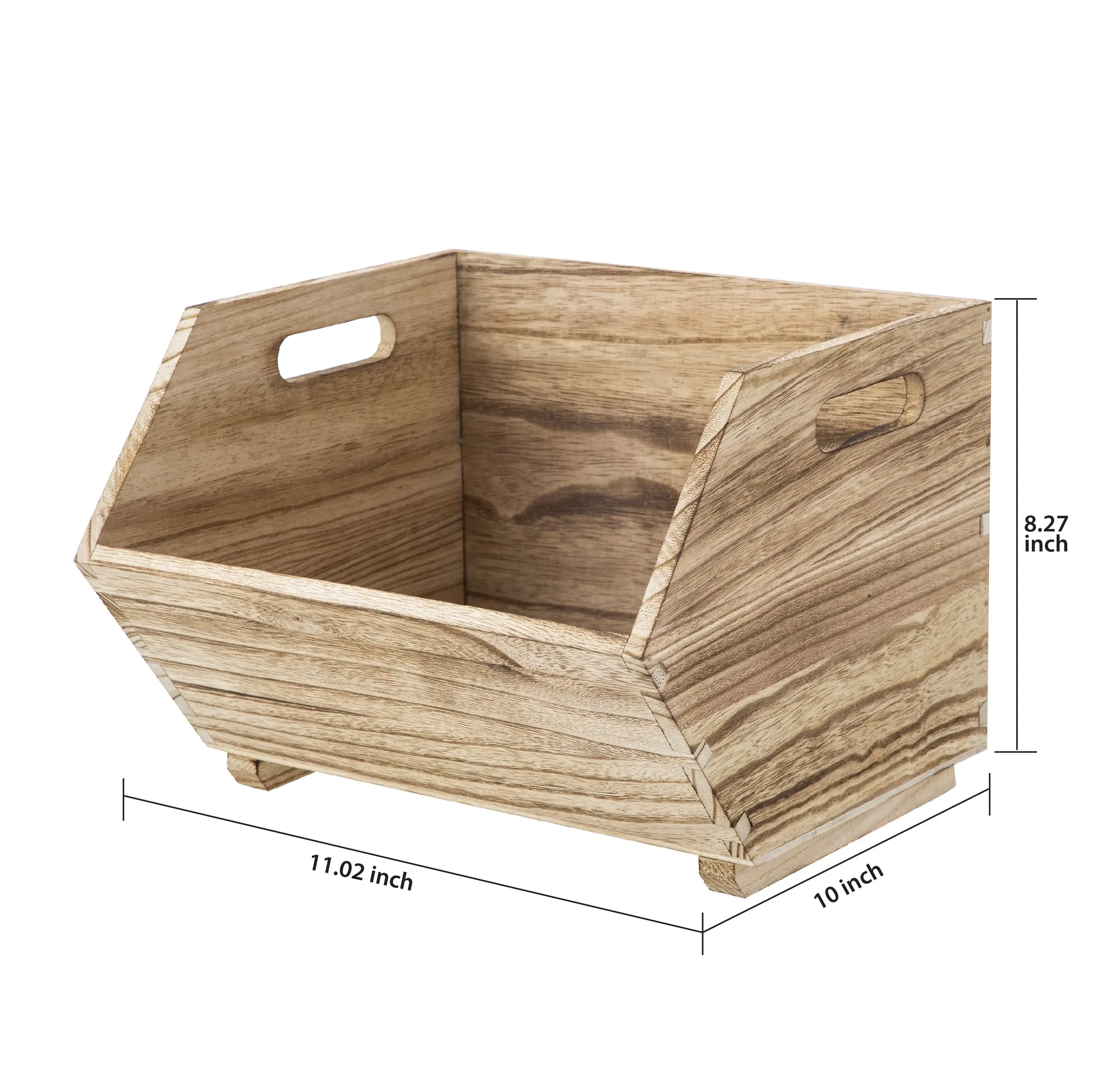 Adult Natural Wood Stacking Storage Bin Set 2-Piece