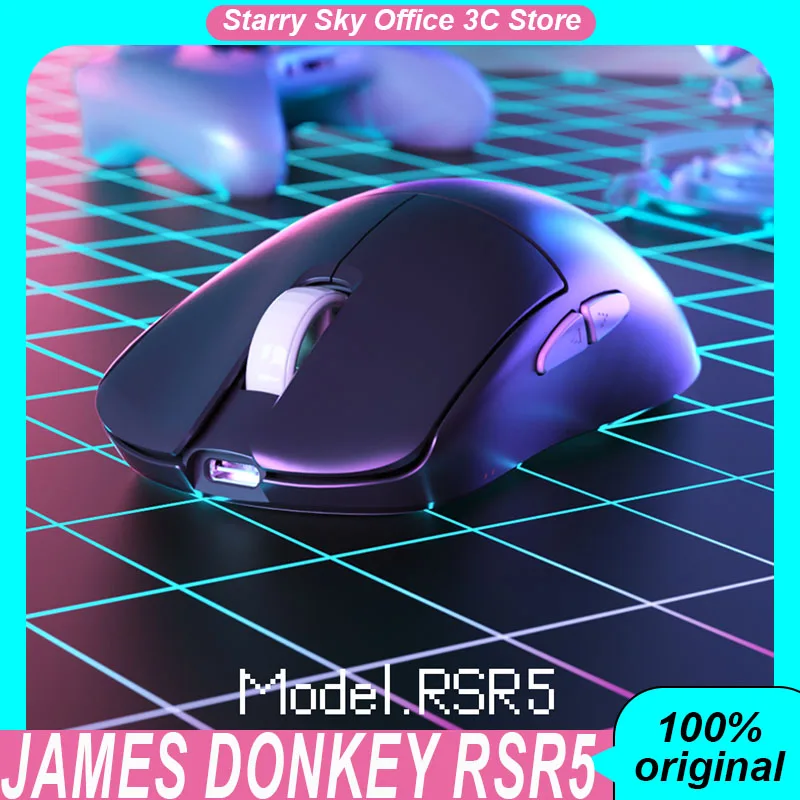 James Donkey RSR5 Wireless Mouse Bluetooth Tri Mode Paw3950/3395 Double 8k Ergonomics Lightweight Customized Gaming Mouse Laptop