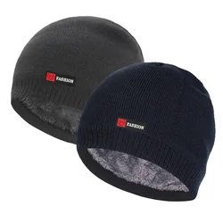 Bonnet de marque en fourrure tricotée pour homme et femme, Bonnet d'hiver, doux, épais et chaud