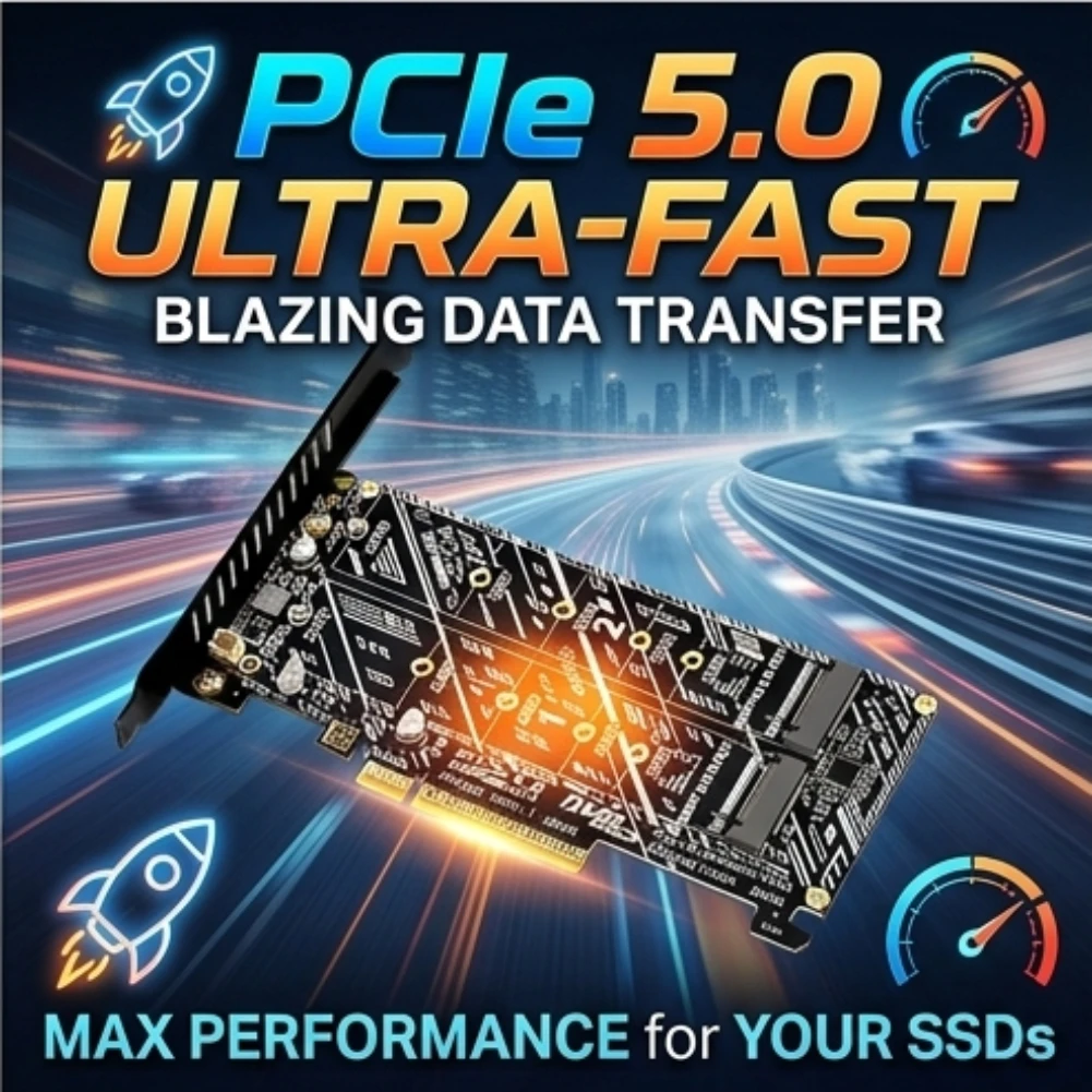 

PH4225 PCIe 5.0 X8 to Dual M.2 NVMe SSD Adapter Card Support X4X4 Bifurcation Raid Expansion Board for Enterprise SSD Slot