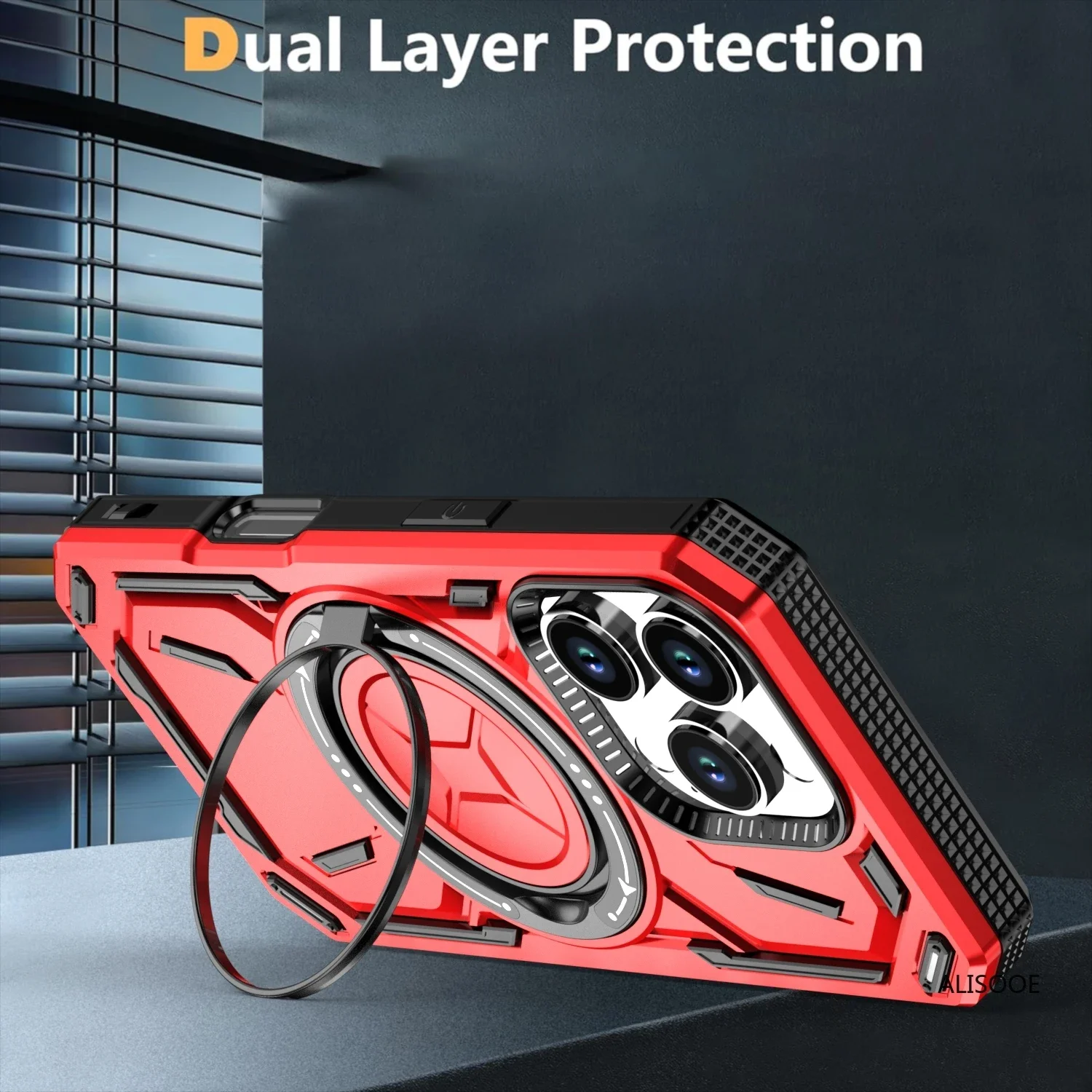 Robuste, stoßfeste Funda für iPhone 16 Pro Max / 15 Plus Hülle, Rüstungsring, Ständer, Abdeckung für iPhone 13 14 15 16 Pro Max Hülle