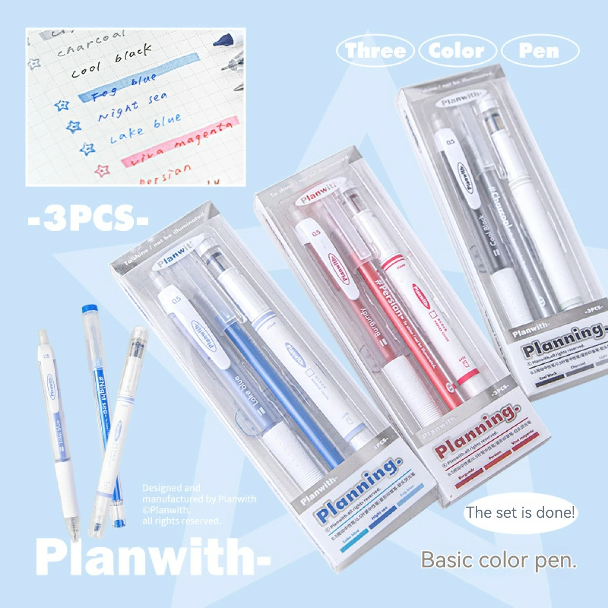 3 Pcs/Set Kawaii 0.5MM Gel Ink Pen Highlighter Aesthetic Stationery Pen Set Ballpoint Pen Back To School Stationery