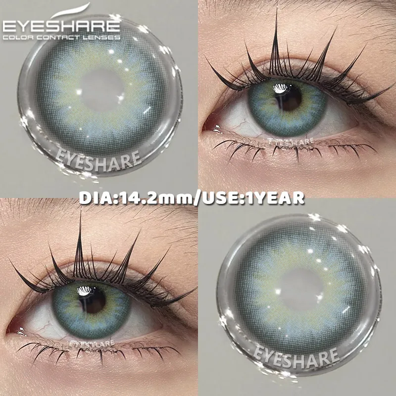 EYESHARE Natürliche farbige Schüler für Augen, 1 Paar schwarze Linsen, kosmetische blaue Schönheitslinsen, graue Augenkontaktlinsen, grüne Colorcon-Linse