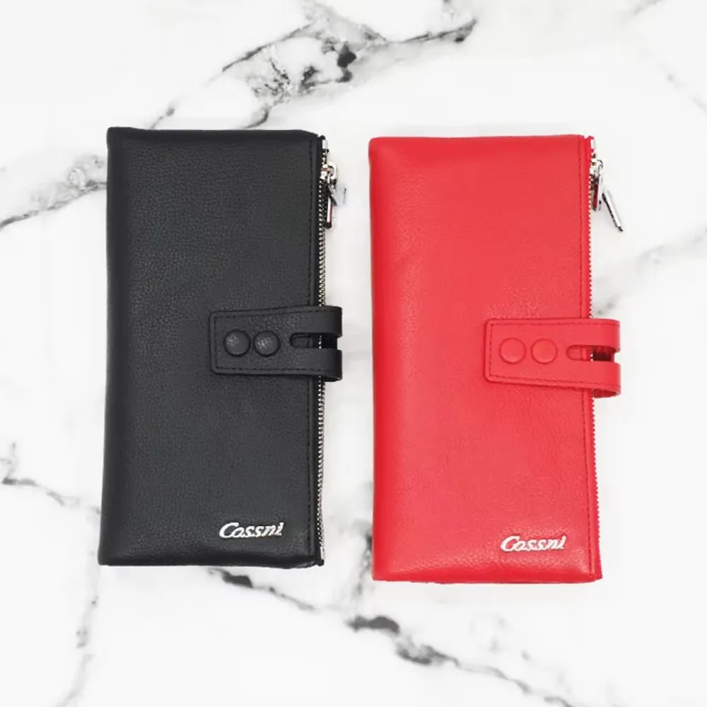 

Ms. Kosni Long Wallet Leather Pebble Pattern Multi-Card Slot Zipper Closure Button Design Card Holder Wallet