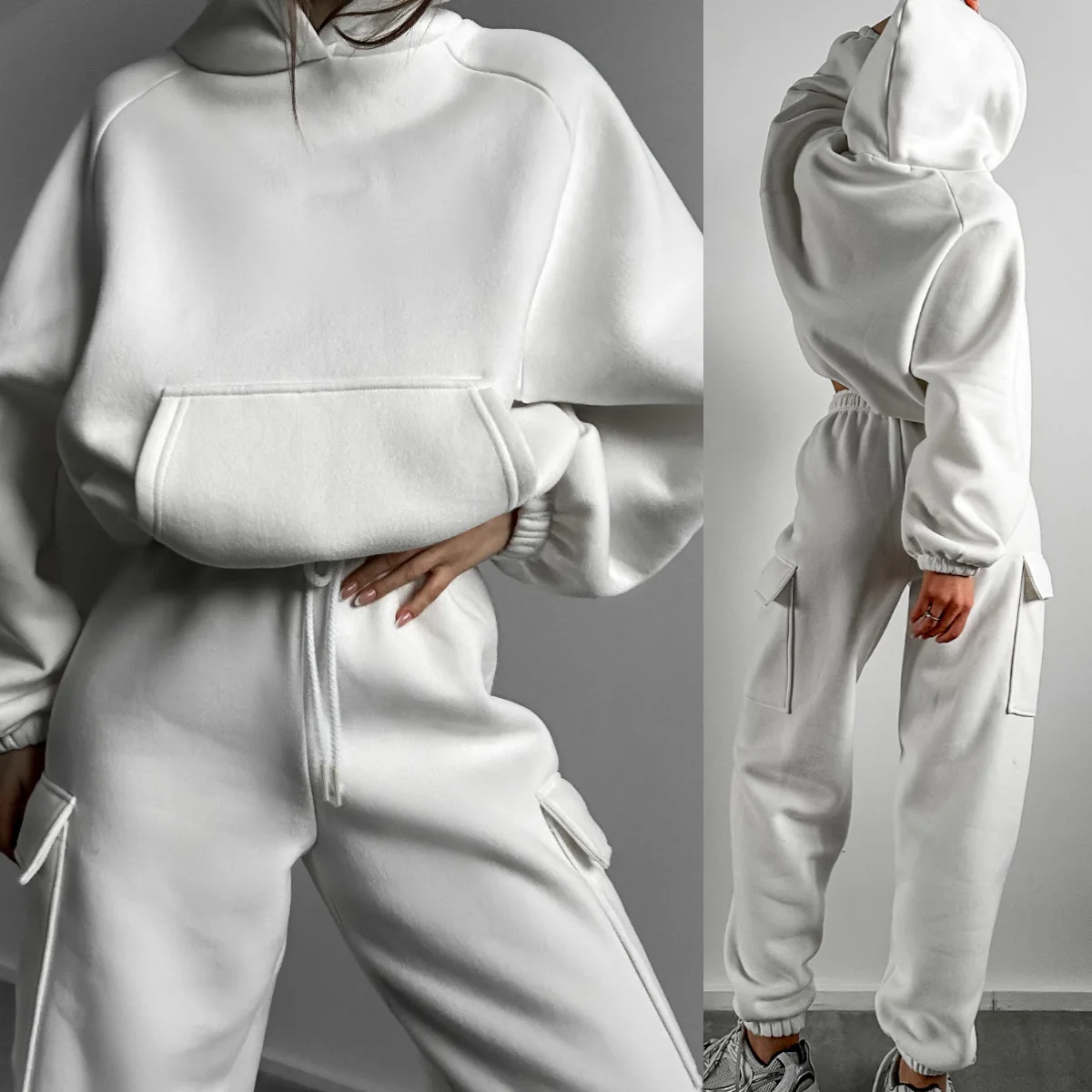 Women's Tracksuit Set 2 Piece Fashion Autumn Winter Matching Set Casual Sports Wear Lounge Wear Hooded Sweatshirt Pants Outfit