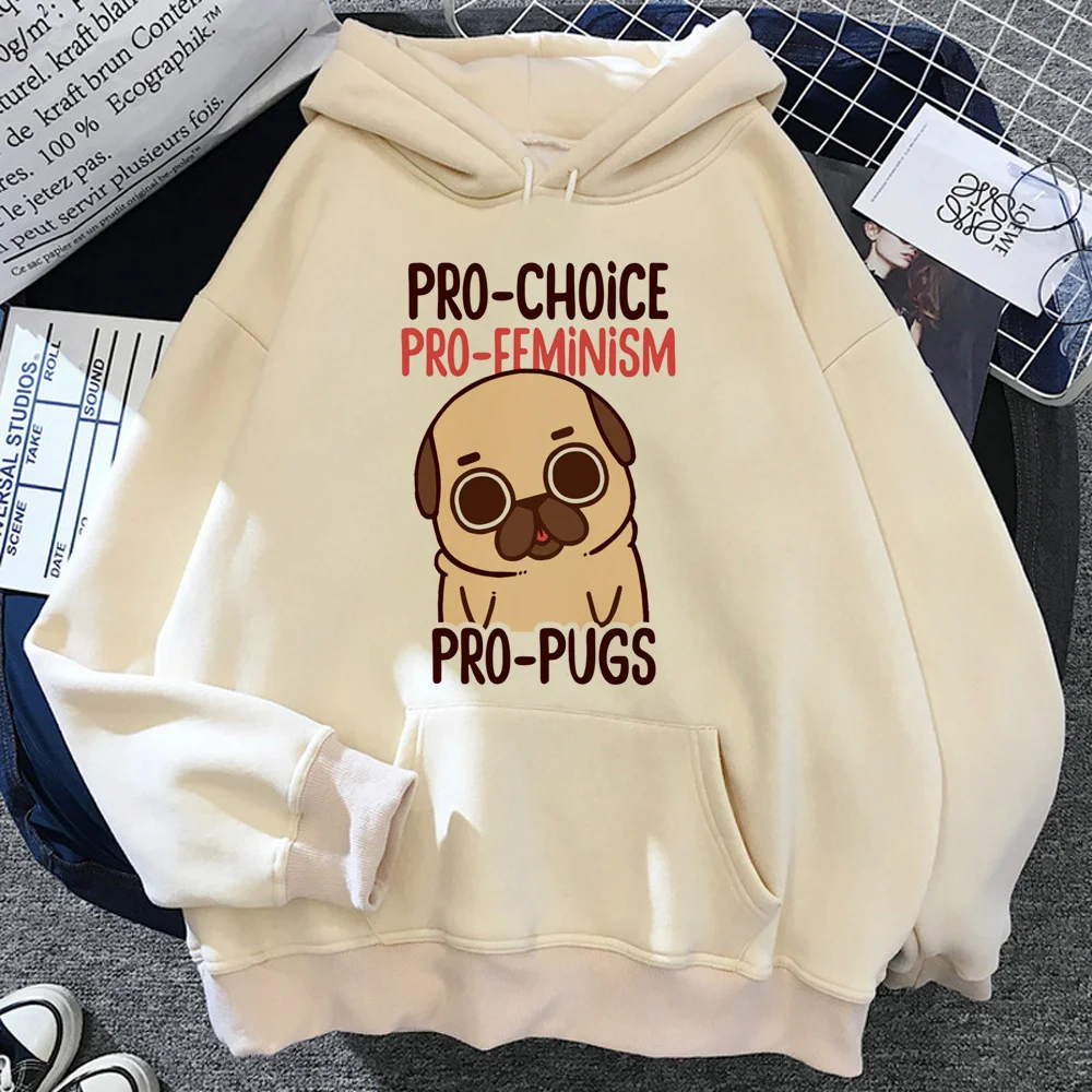 Pug hoodies women graphic anime y2k aesthetic Fleece Hood sweatshirts female graphic sweatshirts