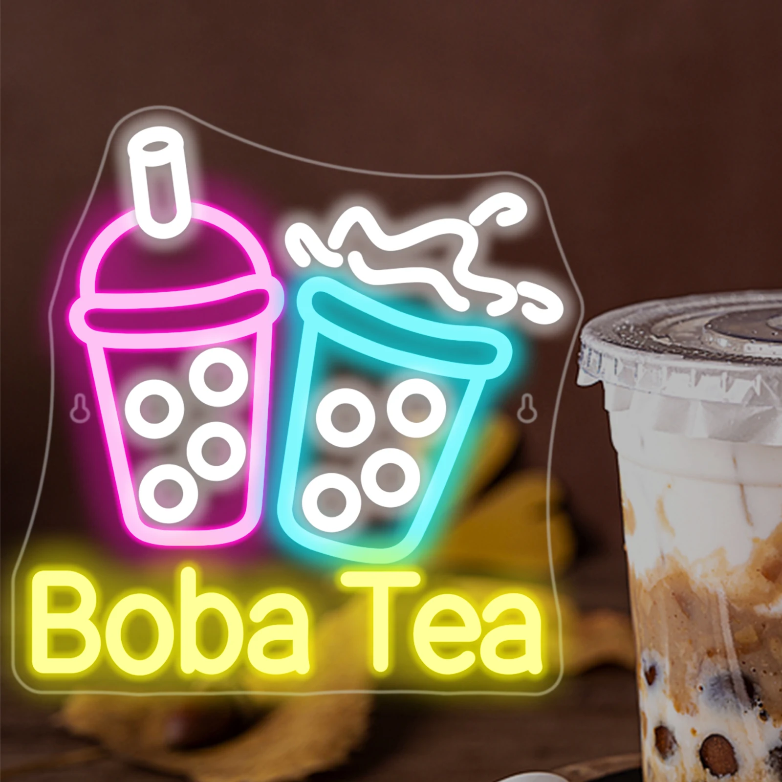 

Неоновый свет Bubble Tea Красочная светодиодная неоновая вывеска для декора стен Чай Боба Светодиодный неоновый свет для спальни Бар Кофе Десерт Магазины Декор