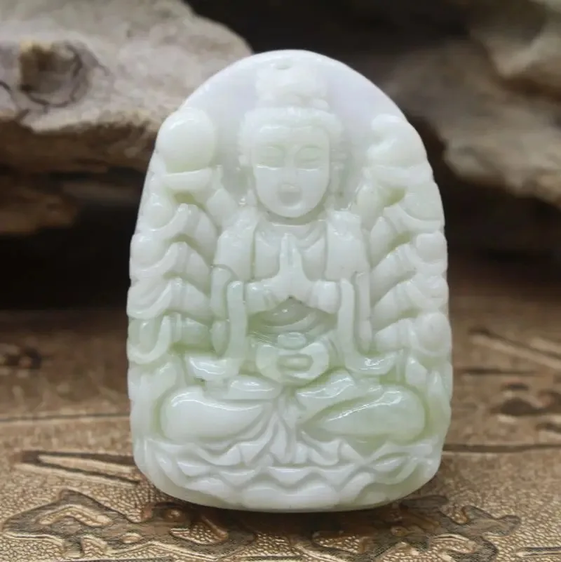 

Natural Lantian Jade Hand -carved Thousand -handed Guanyin Pendant Fashion Boutique Jewelry Men's and Women's Corner Chain
