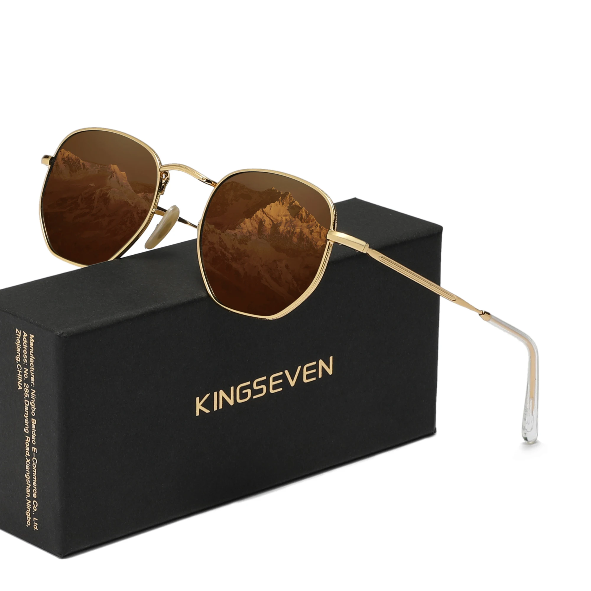 KINGSEVEN Mode Runde Sonnenbrille Polarisierte UV400 Frauen Männer Anti-glare Fahren Gläser Legierung Rahmen Brillen – Detail 5