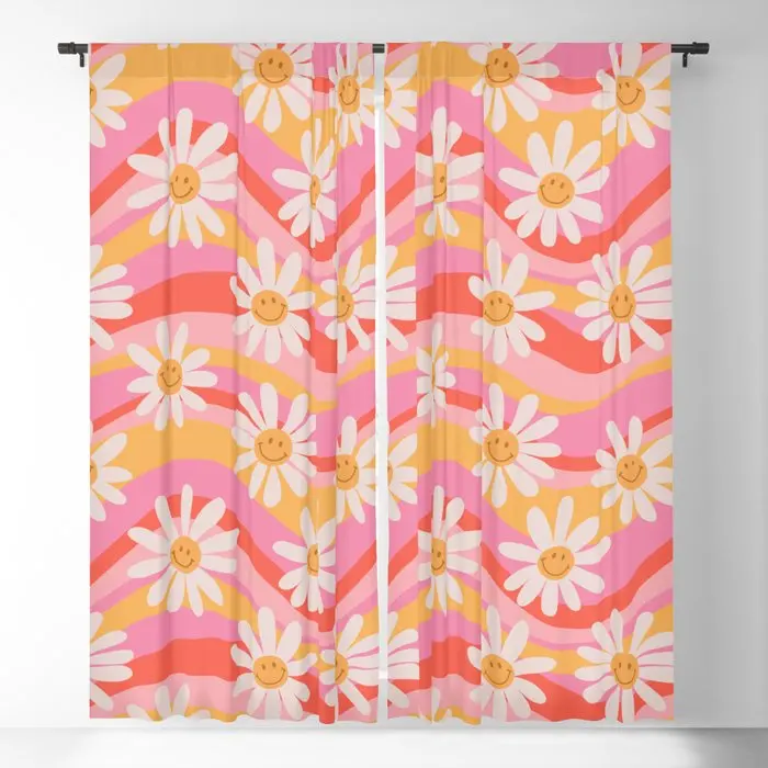 

Wavy Daisies Blackout Curtains 3D Print Window Curtains For Bedroom Living Room Decor Window Treatments