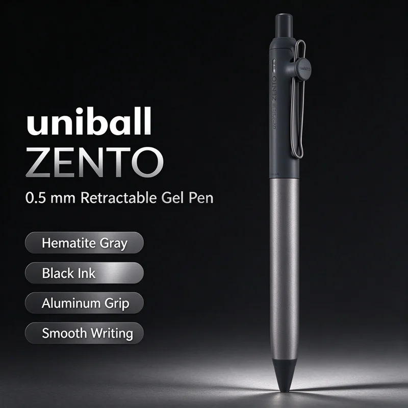 Uni-ball ZENTO 0.38/0.5mm Gel Pens,Semi-Metal/Basic Type Click Mechanism Water-Based Ink Smooth Writing For School Study&Office