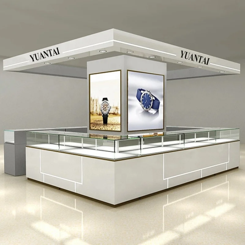 custom.Commercial Furniture Watch Kiosk Display Showcase Vitrine Jewelry Showroom Counter Stand Design Equipment