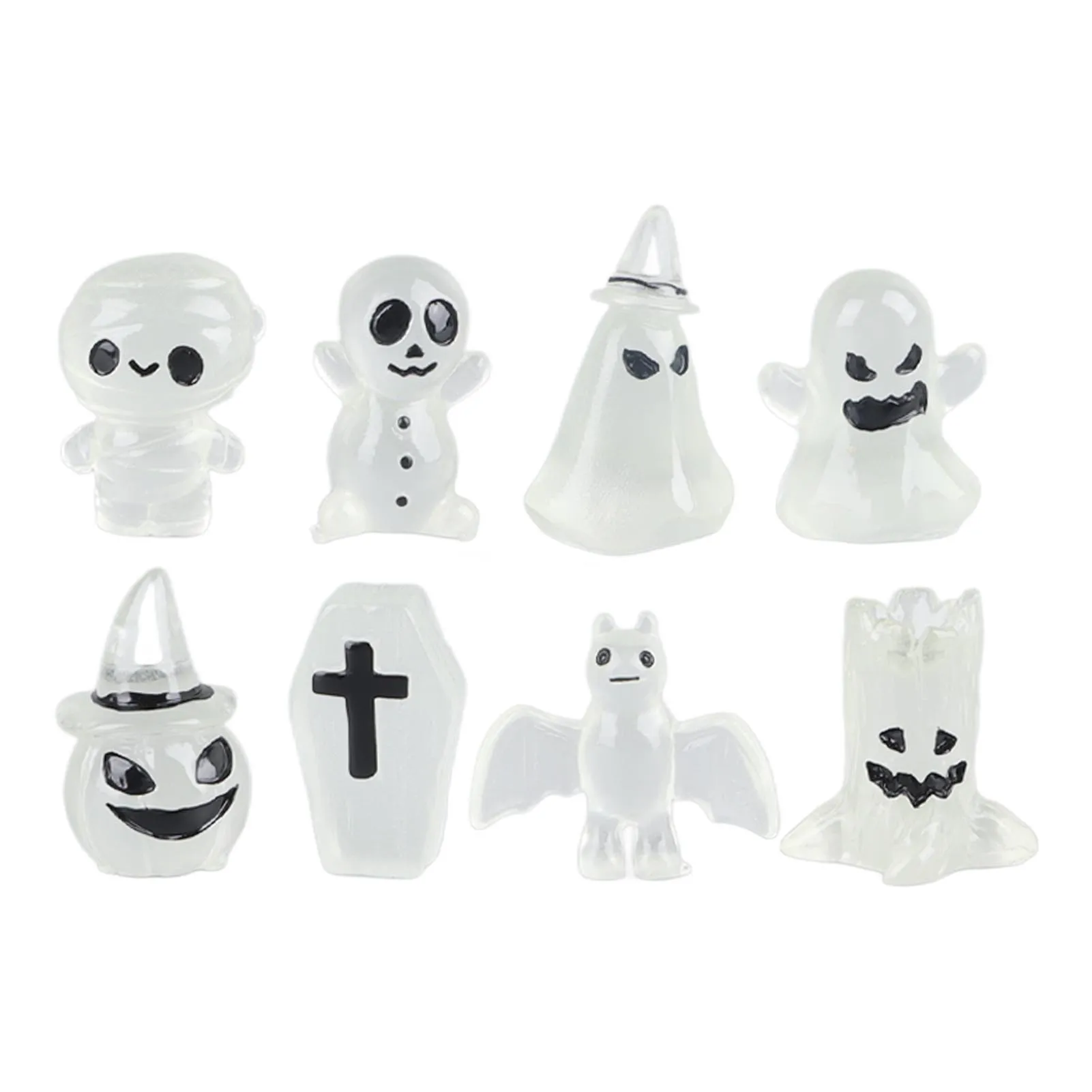 

Glowing Ghost Ornament 8Pcs/Set, Resin Desktop Decor Luminous Ornament, 2025 Halloween Decoration for Home Garden Office and Car