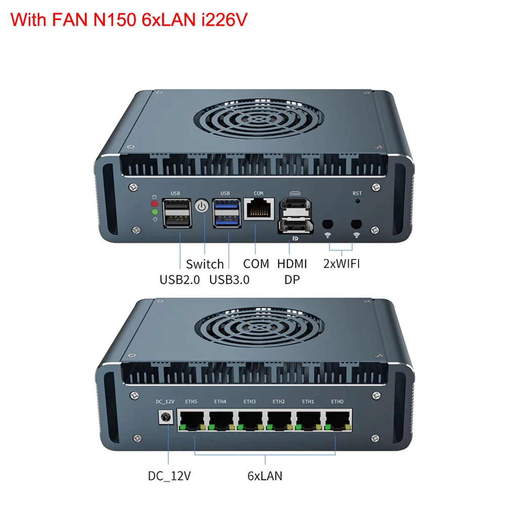 Router per apparecchi firewall Intel N100 6x2.5G i226-V Mini PC DDR5 2xNVMe Computer industriale pfSense Home Server OPNsense Proxmox
