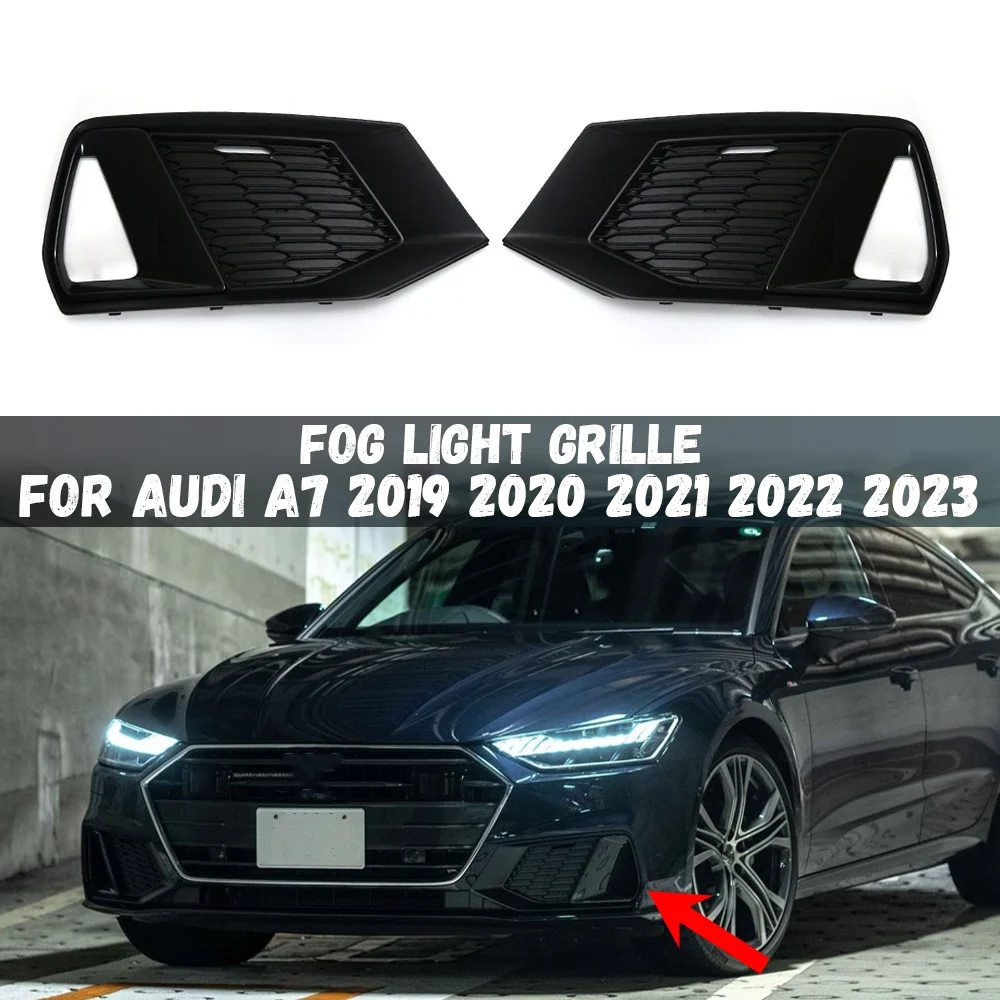 Front Left Right Front Bumper Grilles Cover Fog Light Cover Lamp Mask For Audi A7 2019 2020 2021 2022 2023 Car Accessories