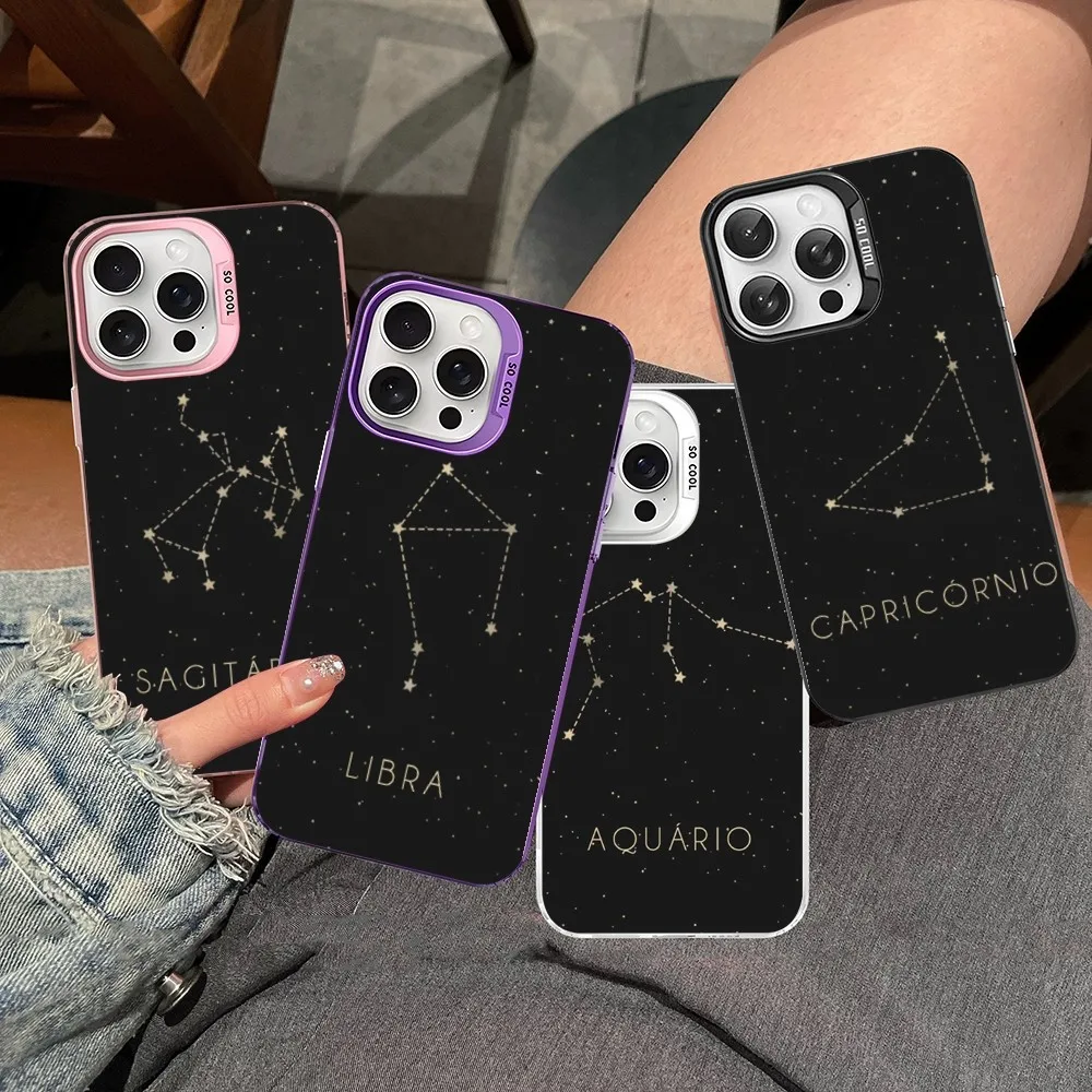 12 Constellations Zodiac Signs Phone Case For IPhone 16 15 14 13 12 11 Pro Max X XR XSMAX 8 7 Plus Matte Shockproof Back Cover